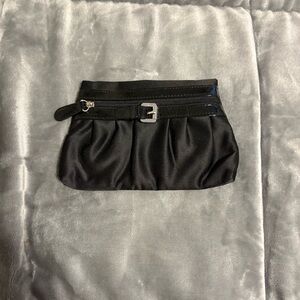 Dior Black And Silver Makeup Pouch, Zipper Closure and Buckle Detail